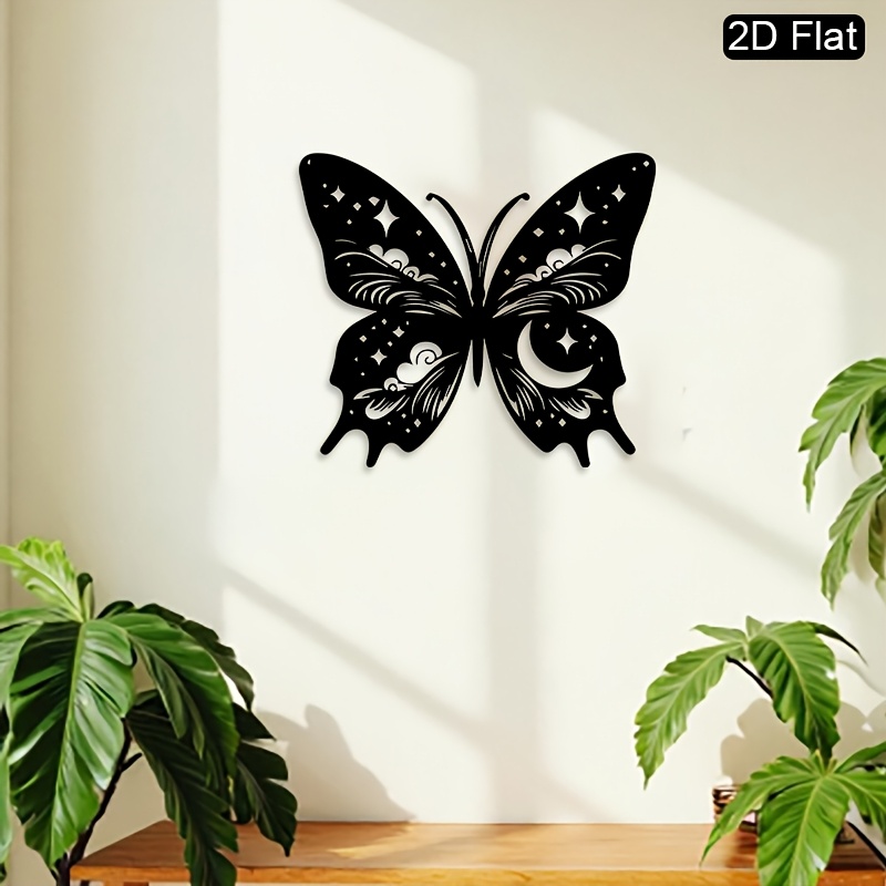 Art Craft Night - CIFBUY Metal Wall Art Moon Butterfly