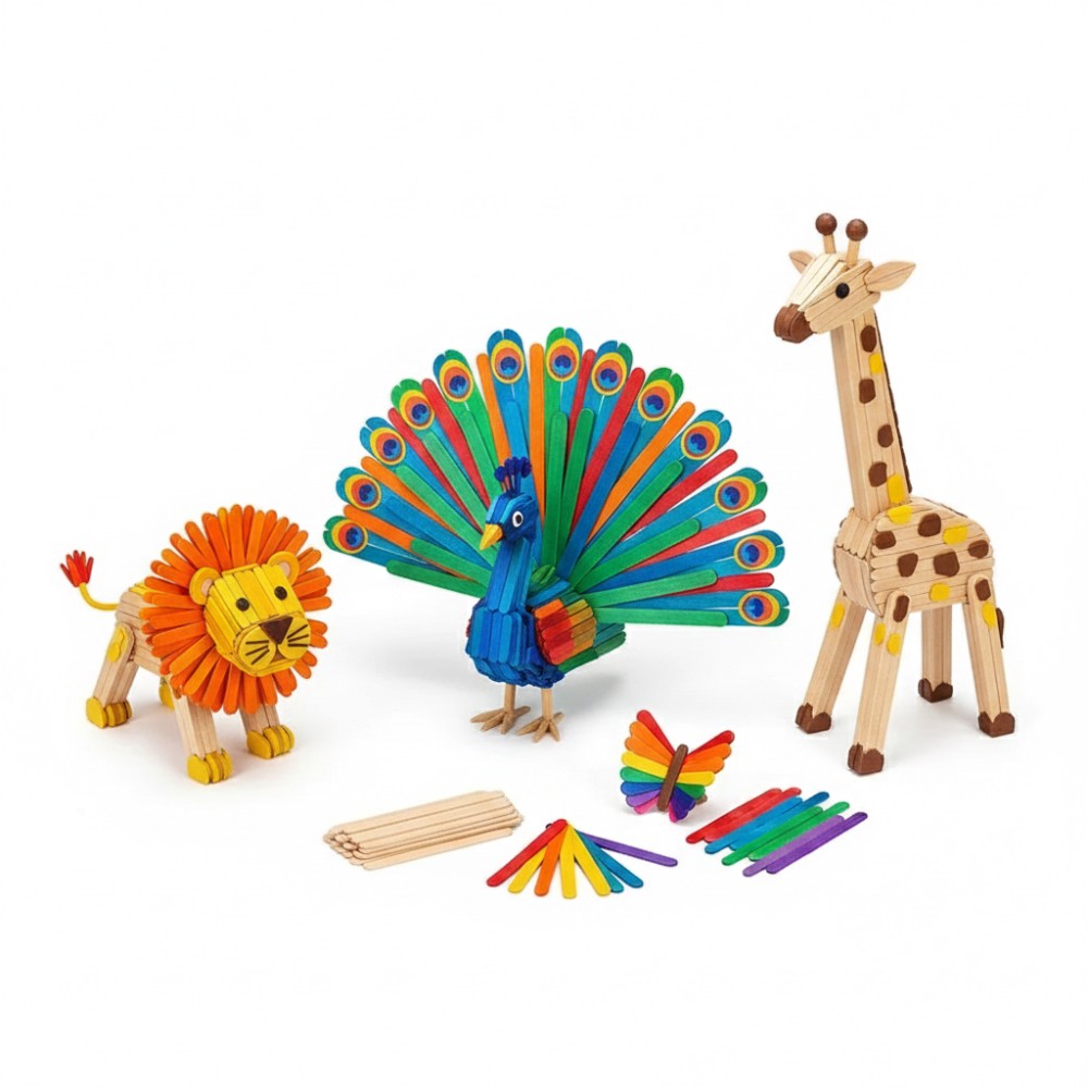 Art Craft Stick - 50Pcs Colored Wooden Popsicle Sticks for