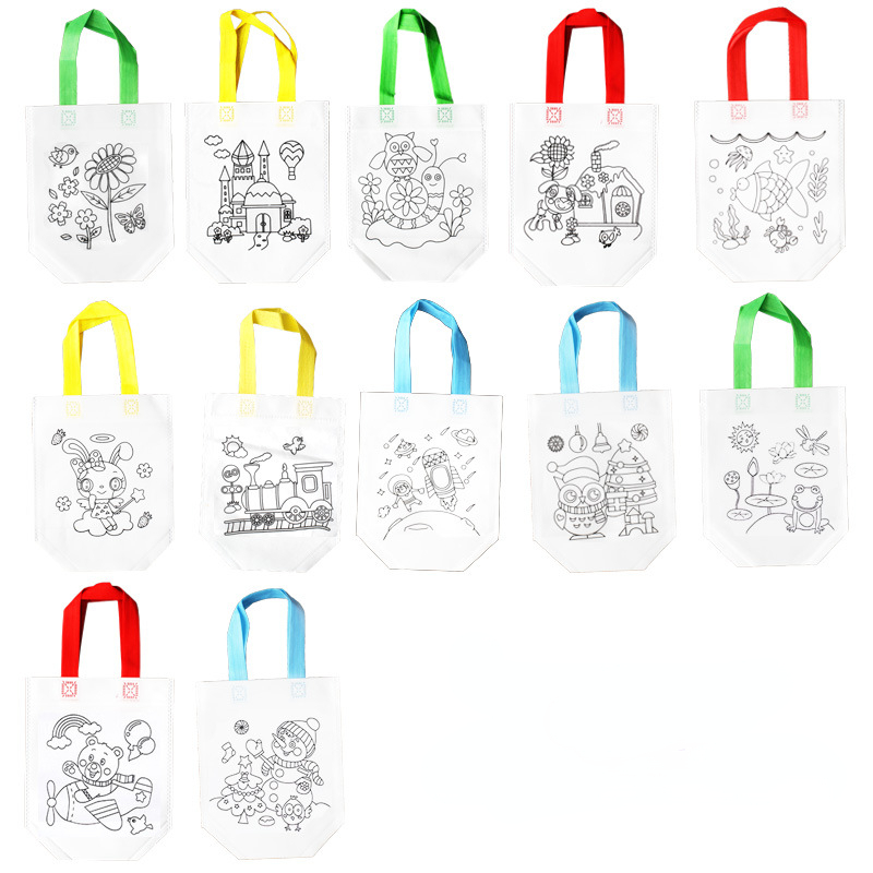 Art Craft Earth Day - 24pcs Cute Cartoon Coloring Bags Reusable