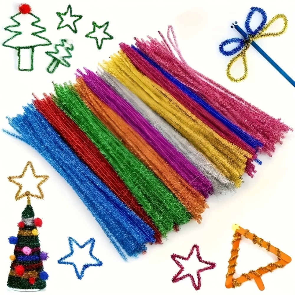 Art Craft Earth Day - 100Pcs 30cm Sparkling Plush Pipe Cleaners