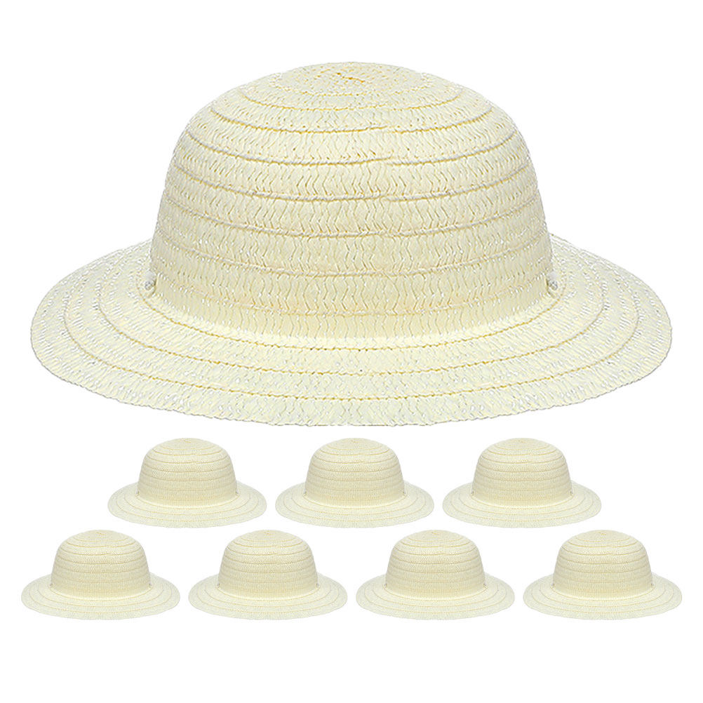8Pcs DIY Kids Straw Hats White - Art Craft Kids recension och pris