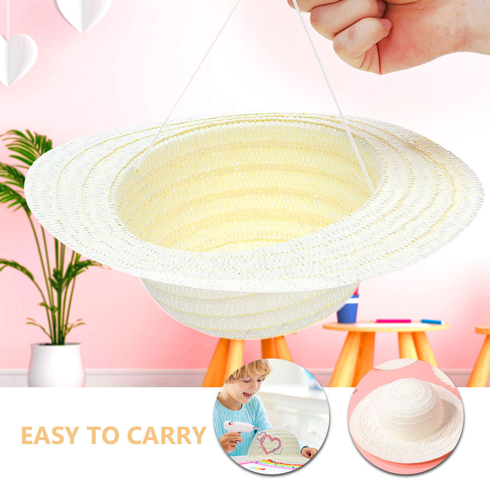 8Pcs DIY Kids Straw Hats White - Art Craft Kids recension och pris