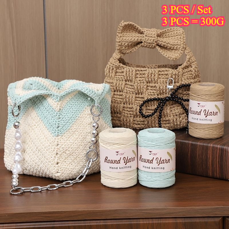 3PCS 300g Round Cotton Yarn So - Macrame Cord Cotton recension och pris