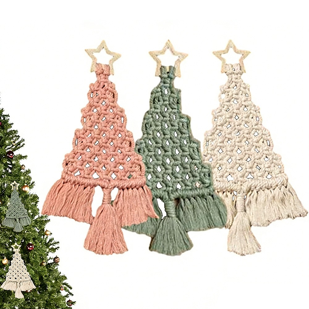 3Pcs Christmas Tree DIY Macram - Macrame Cord Cotton recension och pris