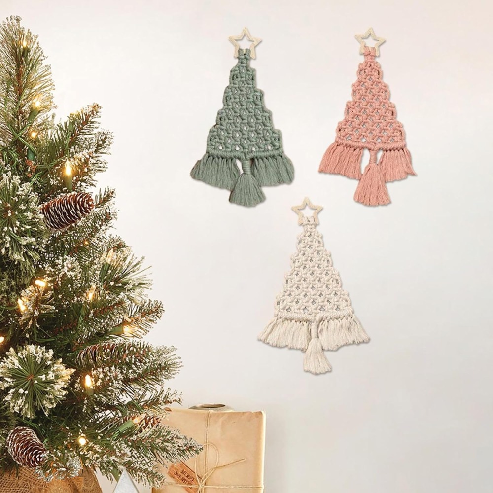 3Pcs Christmas Tree DIY Macram - Macrame Cord Cotton recension och pris