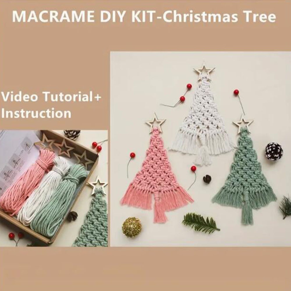 3Pcs Christmas Tree DIY Macram - Macrame Cord Cotton recension och pris
