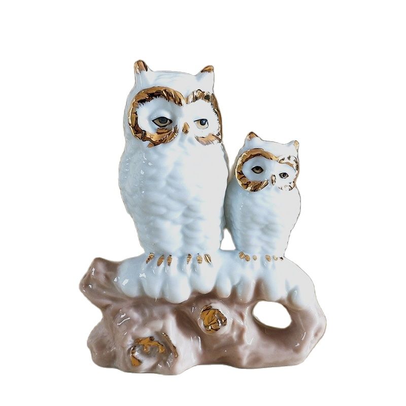 Gilt Porcelain Mother Owl Figu - Art And Craft For Mother'S Day recension och pris