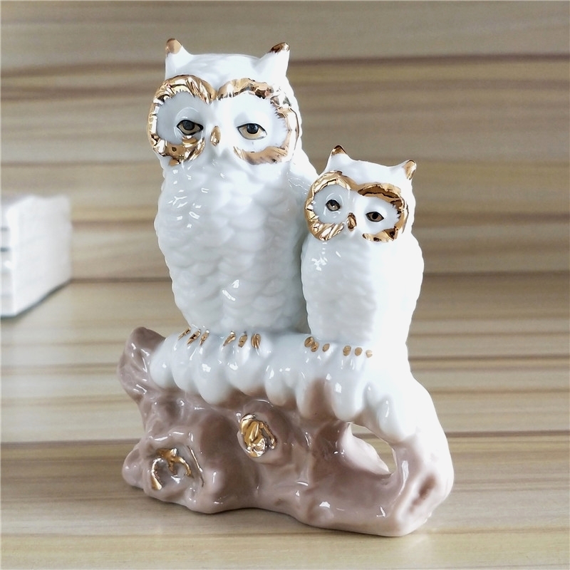 Gilt Porcelain Mother Owl Figu - Art And Craft For Mother'S Day recension och pris