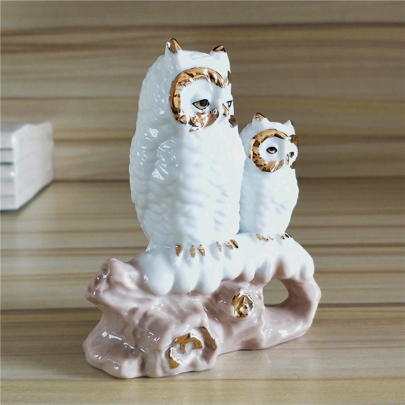 Gilt Porcelain Mother Owl Figu - Art And Craft For Mother'S Day recension och pris