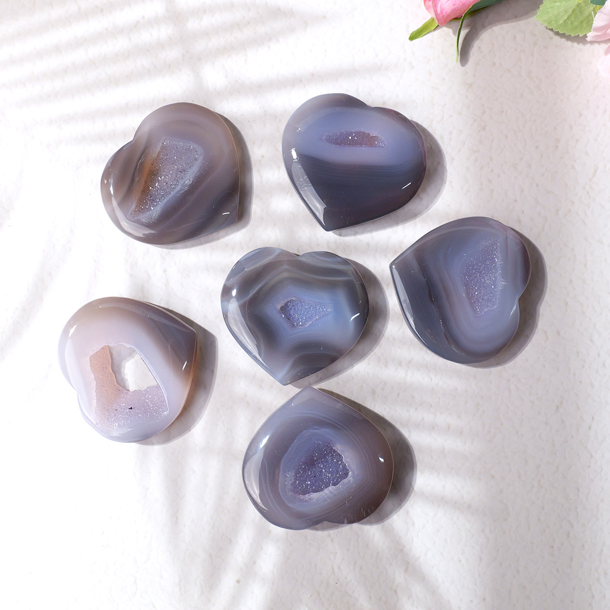 1PC Natural Agate Love Heart S - Art And Craft For Mother'S Day recension och pris