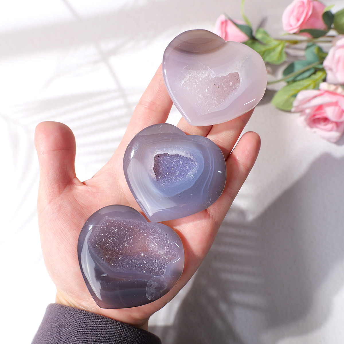 1PC Natural Agate Love Heart S - Art And Craft For Mother'S Day recension och pris