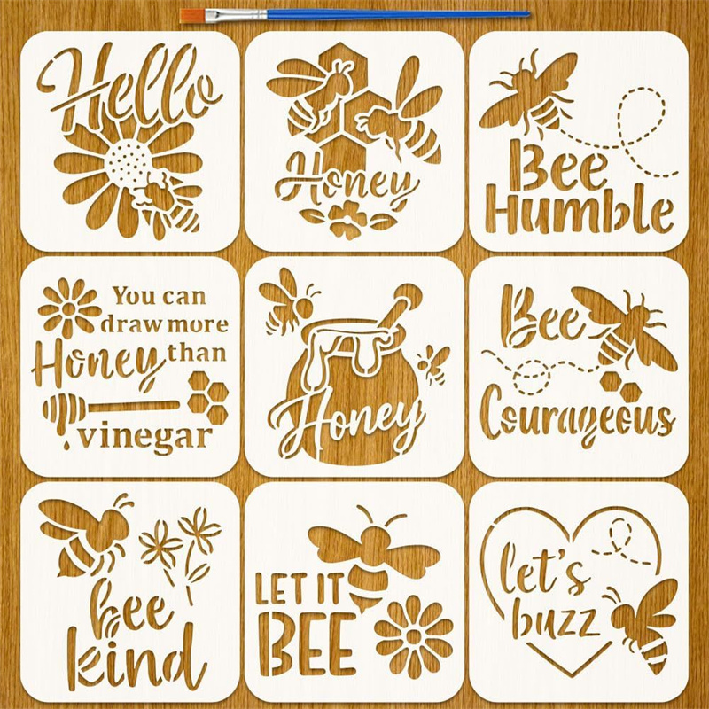 9Pcs Quotes Bee Honey Stencils - Art Craft Quotes recension och pris